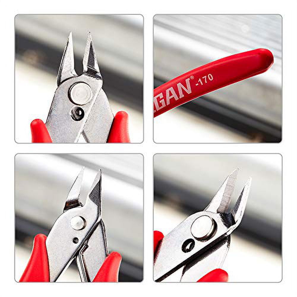 IGAN-170 Flush Wire Cutters (Pack of 2), Precision Jewelry Making Flush Cut  Pliers, Small Wire Snips Clippers, Ideal for Ultra-fine Cutting Needs, Red