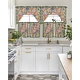 thumbnail image 4 of Green Boho Flower Swag Kitchen Curtains Sets for Windows 24 Inch Length, Spring Watercolor Country Floral Plant Short Window Curtain Panels Swags Valances and Tiers 3 Piece Set for Cafe/Dining Room, 4 of 5