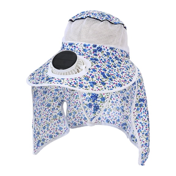 Women's Solar Fan Sun Hat with Wide Brim Neck Flap UV Protection Breathable Mesh Outdoor Fishing Hiking Safari Boonie Hat Portable Cooling System Everyday Casual Gear Floral Patterned Matrix