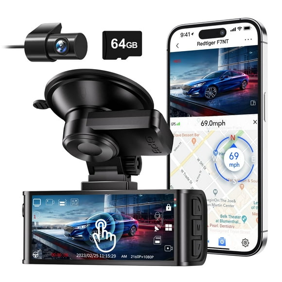 Cámara de salpicadero REDTIGER F7N Touch 4K UHD 2160P delantera y trasera