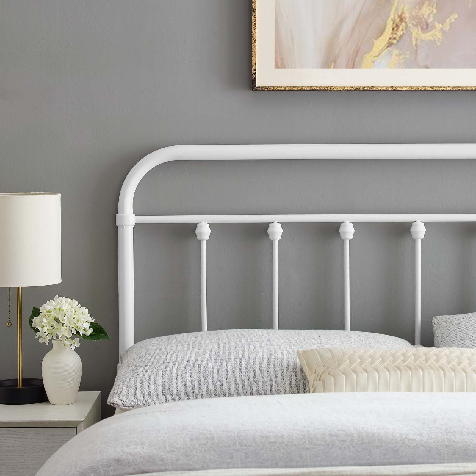 Modway Sage Full Modern Powder Coated Iron Headboard in White Finish