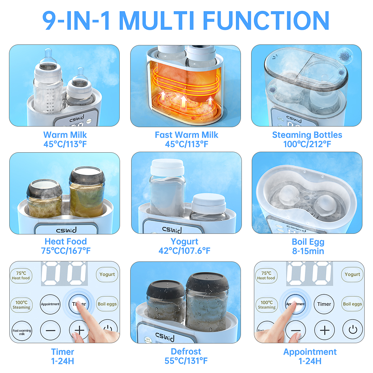 Cshidworld 9-in-1 Baby Bottle Warmer photo 2
