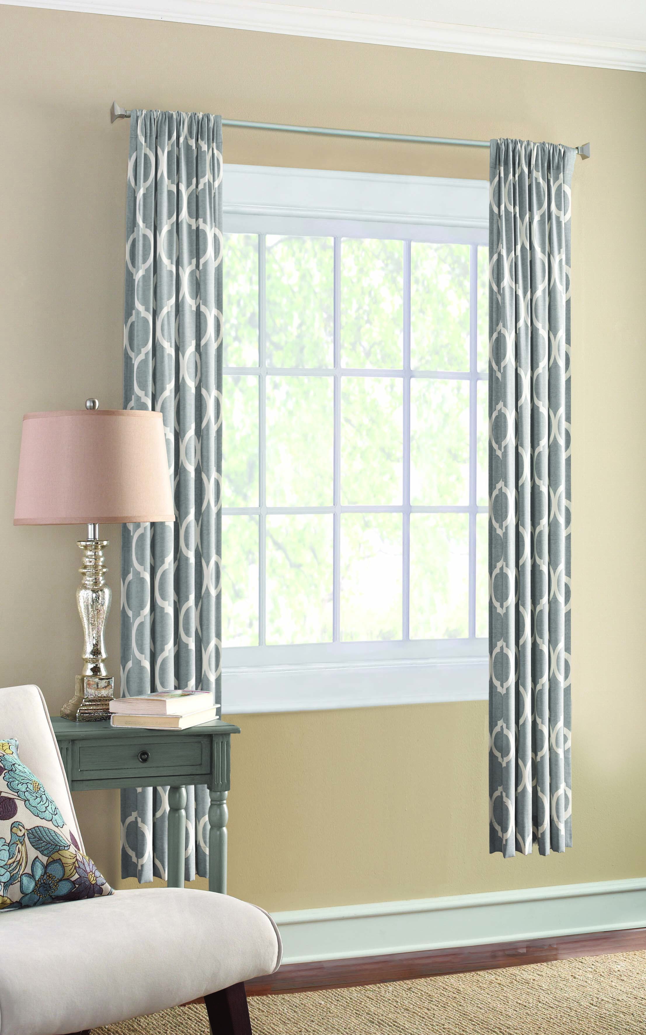 Mainstays Canvas Ironwork Light Filtering Rod Pocket Single Curtain Panel, Gray, 50" x 84"
