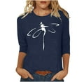 thumbnail image 1 of CHOK T-Shirt d'Été à Manches 3/4 Décontracté Motif Libellule pour Femmes Manches Trois-Quarts Chandail Col Rond T-Shirts Unis Tunique Élégante Confortable Marron TTG, 1 of 4