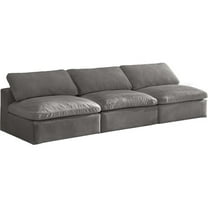 Maklaine Contemporary Gray Velvet Modular 3 Piece Armless Sofa