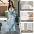thumbnail image 6 of Xoenoiee Flared Leggings for Women Tummy Control High-Waisted and Wide Leg Workout Pants Butt Lifting Bell Bottom Leggings Bootcut Yoga Pants, L, Marble Light Blue, 6 of 7