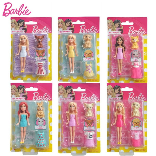 Original Mattel Mini Barbie Doll Pet Series Toys for Girls Princess Dolls Clothes Accessories 10cm Boneca Children Birthday Gift Walmart