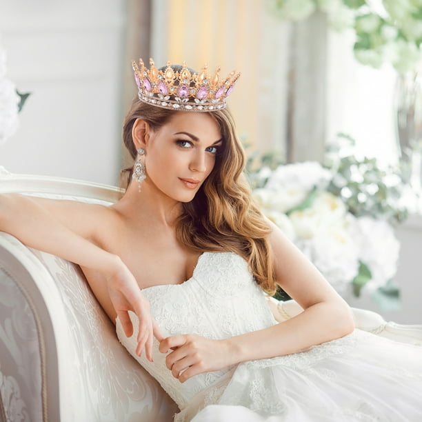 elegant outfit in dress to impress Gaga Gold Bridal Crown | Luxury Crystal Wedding Tiara main image 1