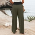 thumbnail image 7 of YUGYXL Womens High Stretch Waist Pants Loose Summer Wide Leg Pants Palazzo Pants Beach Lightweight Trousers with Pockets Green L, 7 of 7