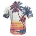 thumbnail image 5 of Domuza Men's Hawaiian Tropical Shirt Short Sleeve Stylish Casual Button T Shirt Summer Loose Fit Lightweight Tees Pink 4XL, 5 of 7
