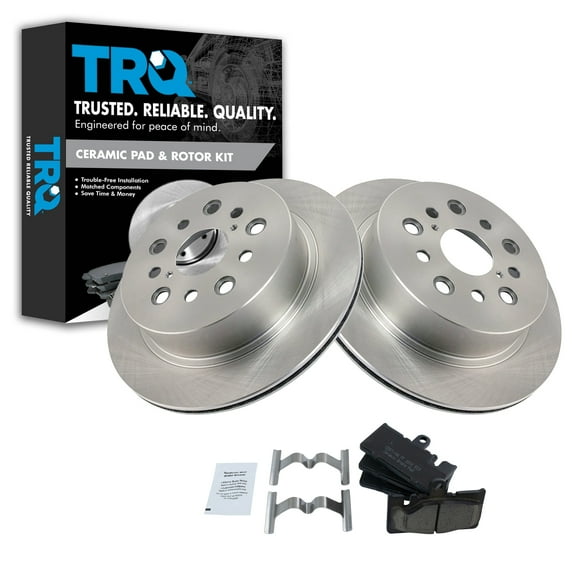 TRQ Rear Brake Pad & Rotor Kit Brake Pads Brake Rotor Ceramic Fits Select 2001-2006 Lexus LS430