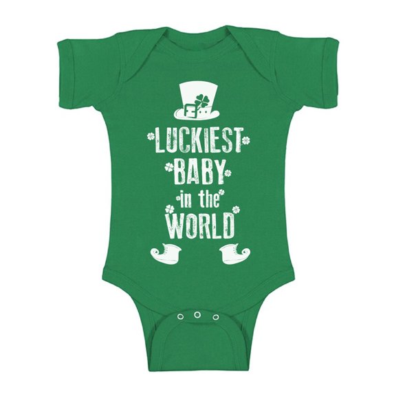 Awkward Styles Luckiest Baby In The World Short Sleeve Baby Bodysuit Irish Baby One Piece Top Irish Gifts for Baby St. Patrick's Day Bodysuit for Baby Boy Saint Patrick One Piece Top for Baby Girl