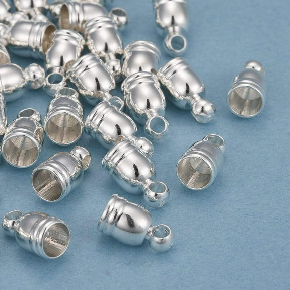 100pcs Brass Cord End Cap for Jewelry Making Long-Lasting Column 9x5mm Hole: 1.6mm Inner Diameter: 4mm