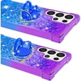 thumbnail image 6 of for Samsung Galaxy S25 Ultra (Not S25) Quicksand Case with Ring Kickstand, Girls Women Bling Cute Glitter Flowing Liquid Floating Sparkle Cover for Samsung Galaxy S25 Ultra. JB-Purple Blue, 6 of 7