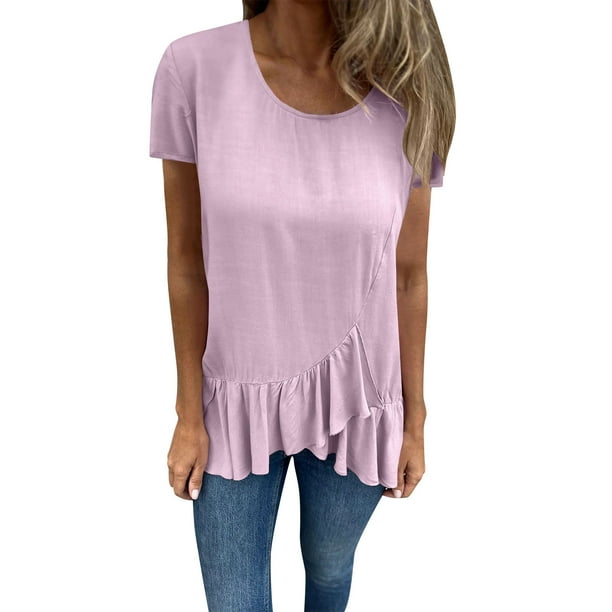 Eres Más Que una Camisa de Puntuación de Prueba Sexy de Manga Corta Lentejuelas Suelta Camisa de Blusa con Cuello en V, Poliéster