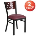 thumbnail image 3 of BizChair 2 Pk. Black Cutout Back Metal Restaurant Chair - Mahogany Wood Back, Burgundy Vinyl Seat, 3 of 9