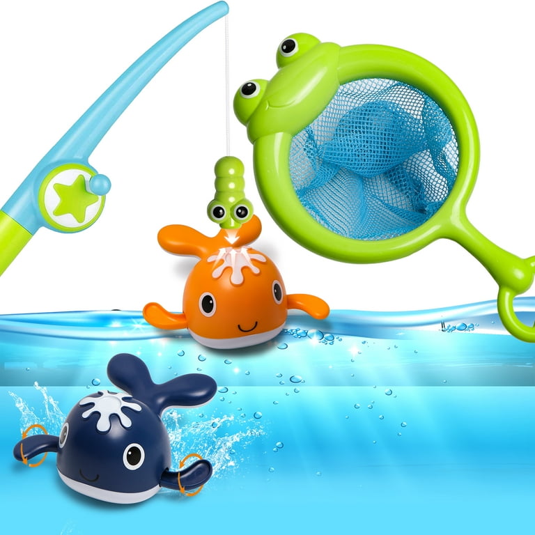 Beefunni Magnetic Baby and Toddler Bath Toy, Fishing Games Swimming Whales Bath Toys for Toddlers 1-3, Green