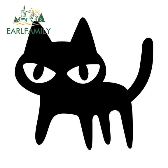 EARLFAMILY 5.1 Inch Black Cat Theme Car Sticker Cute Motorcycle Trunk Notebook Deacls Waterproof Scratchproof Vinyl Car Assceeories