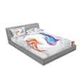 thumbnail image 2 of Ambesonne Fish Fitted Sheet & Pillow Sham Set, Watercolor Japanese Carps, Queen, Blue Orange, 2 of 2