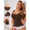 thumbnail image 3 of DARING DIVA Women's Slim-Fit Lace Trim Camisoles Ribbed U Neck Tank Top Large Coffee, 3 of 6