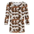 thumbnail image 4 of HongQid 3/4 Sleeve Print Top for Women Crew Neck Graphic Pullover Casual Layering Outfits Spring Fall Fashion Lightweight Trendy Printed Tunic, 4 of 5
