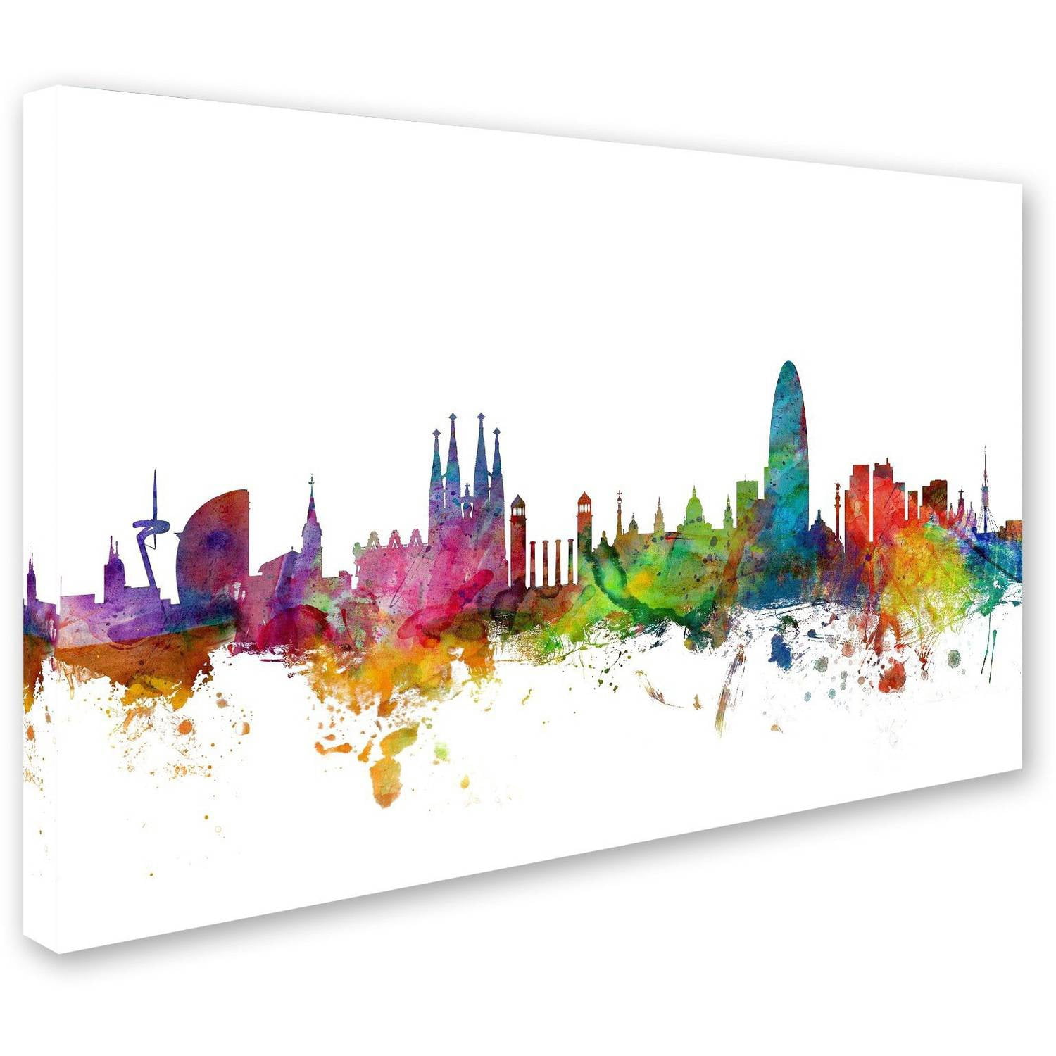 Trademark Fine Art "Barcelona Spain Skyline" Canvas Art by Michael Tompsett