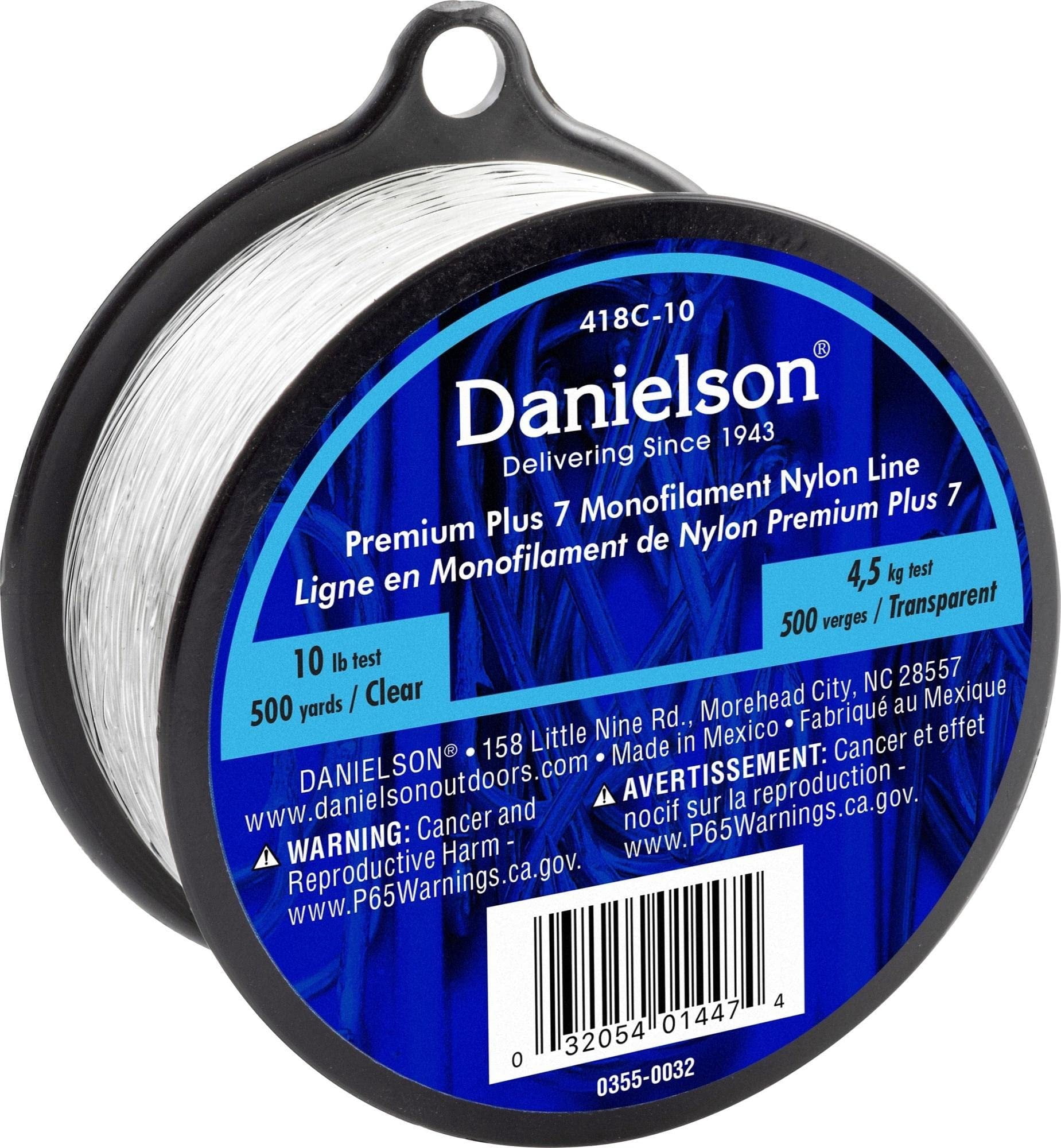 Danielson 530508 10 lbs Nylon Monofilament Fishing Line, Clear