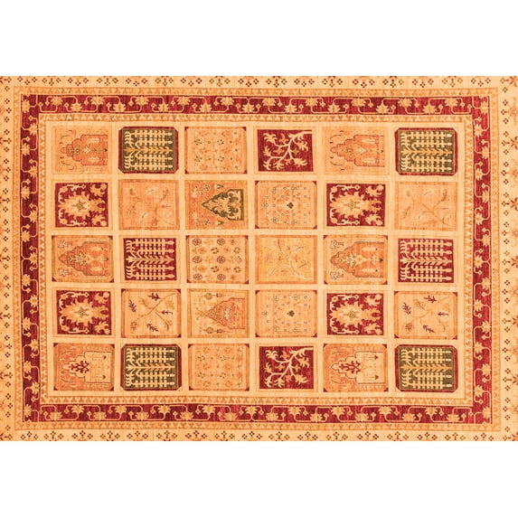 Ahgly Company Indoor Rectangle Oriental Orange Modern Area Rugs, 2' x 4'