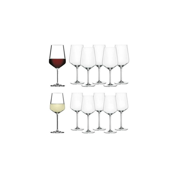 Spiegelau Style Red and White Wine Glasses for Wedding Gifts, Set of 12
