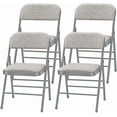 thumbnail image 6 of 4 Pack Heavy Duty Folding Chairs, Fabric Padded Seat & Back, Steel Frame, 350 lbs Capacity, Portable Chairs for Extra Seating, Parties, Office & Home Vinyl Beige, 6 of 10