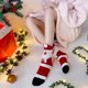 thumbnail image 3 of Calcetines para mujer y niña, navideños, bonitos, con rayas de colores y estampado de Papá Noel, de forro polar grueso y cálido, para mujer, 3 of 3
