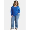 thumbnail image 2 of Terra & Sky Women's Plus Size V-Neck Tee with Long Sleeves, Sizes 0X-5X, 2 of 5