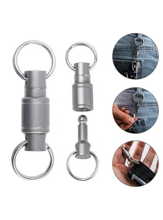 TRIANU 6 Pcs Quick Release Detachable Pull Apart Keychain Dual Key Ring  Snap Lock Holder, Silver