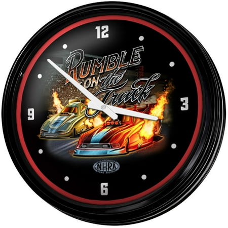 NHRA Rumble on the Track 18.75 Retro Lighted Wall Clock
