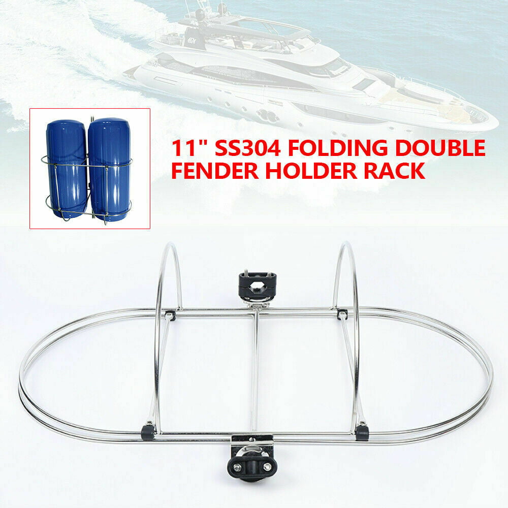 Details about   Stainless Steel Folding Double Fender Holder Rack Fit for 9-11 inch Boat Fenders 