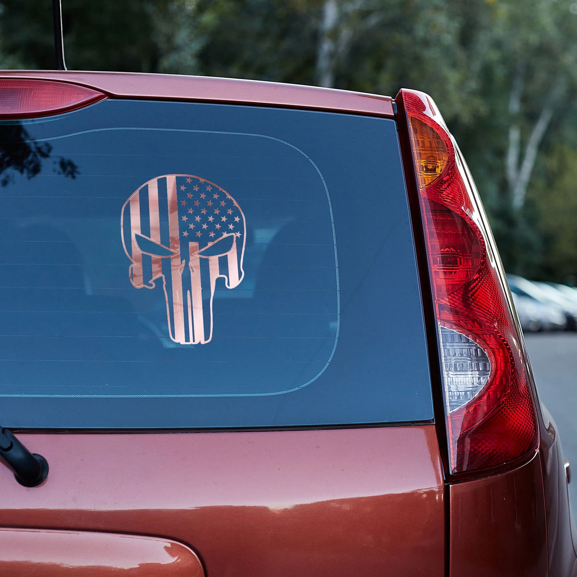 US Flag Skull - Vinyl decal car truck van SUV window decal sticker funny,garage, toolbox,tailgate