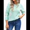 thumbnail image 2 of Suéter de Flores para Mujer, Suéter de Punto de Cuello Redondo Extragrande, Top de Punto Acanalado, Conjuntos de Invierno, Tops Tipo Jersey. Verde L, 2 of 10