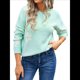 thumbnail image 2 of Suéter de Flores para Mujer, Suéter de Punto de Cuello Redondo Extragrande, Top de Punto Acanalado, Conjuntos de Invierno, Tops Tipo Jersey. Verde XL, 2 of 10