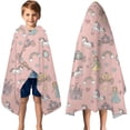 thumbnail image 3 of Pink Princess Unicorn Pattern Hooded Bath Towel，50"x30" for Ages 3 To 12 Kids, Quick Dry Lightweight Soft Microfiber Hood Beach Towel Cover Up for Kids, 3 of 7