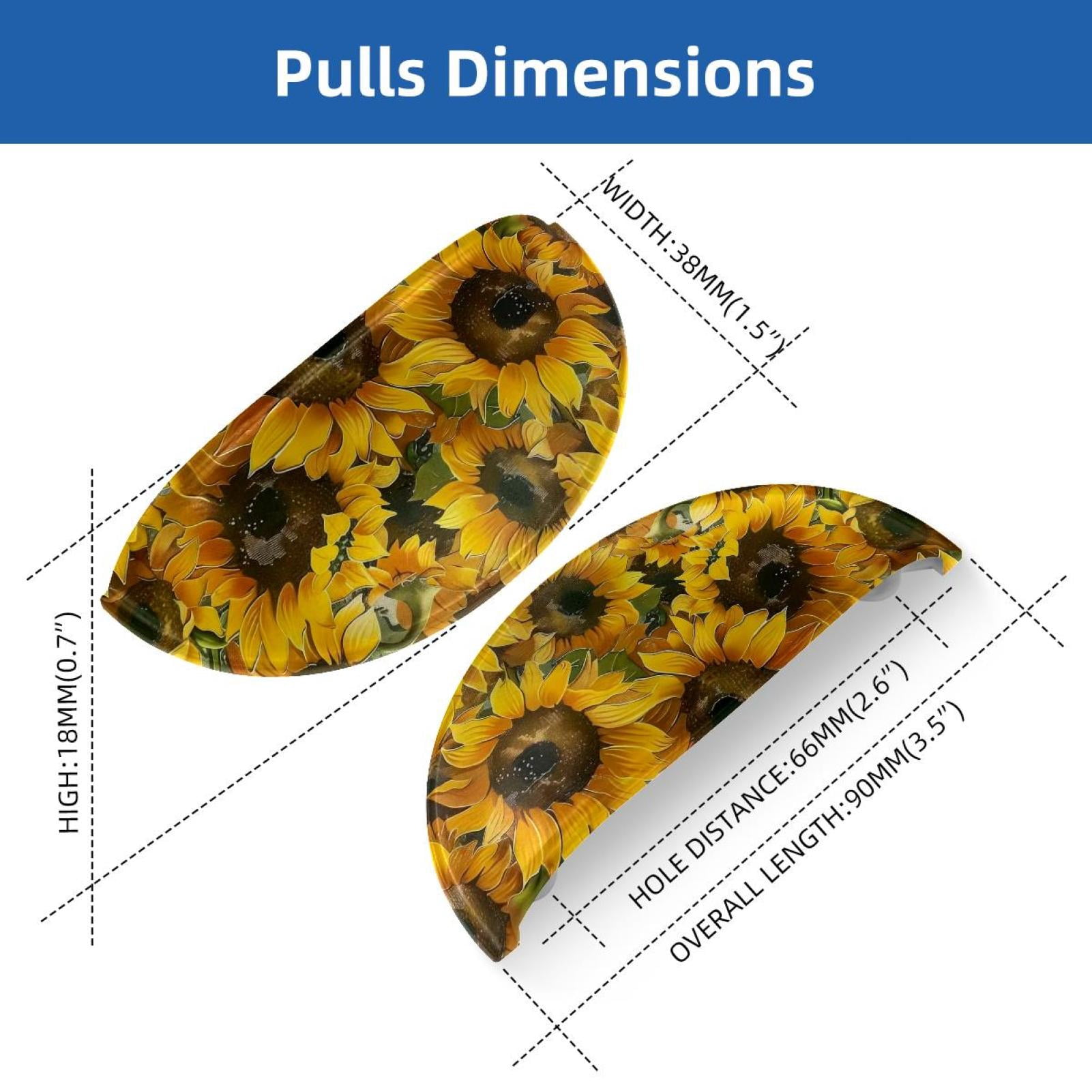 PhooArto 6 Pcs Cup Drawer Pulls, Sunflowers Art Pattern Shell Shape Handles Cabinet Knobs for Dresser Cupboard Closet Wardrobe with Screws