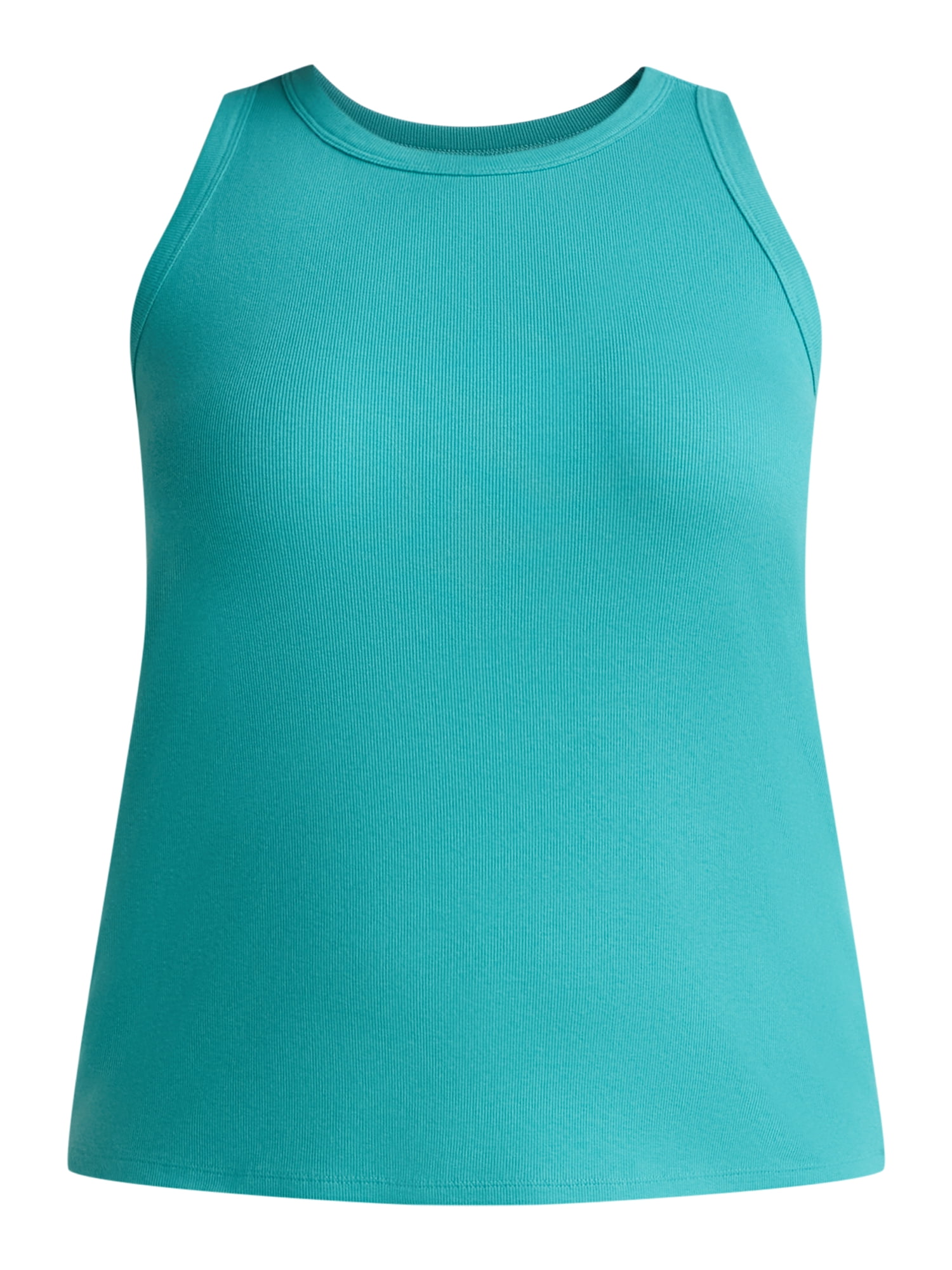 Terra & Sky Women's Plus Size High Neck Rib Tank Top, 2-Pack
