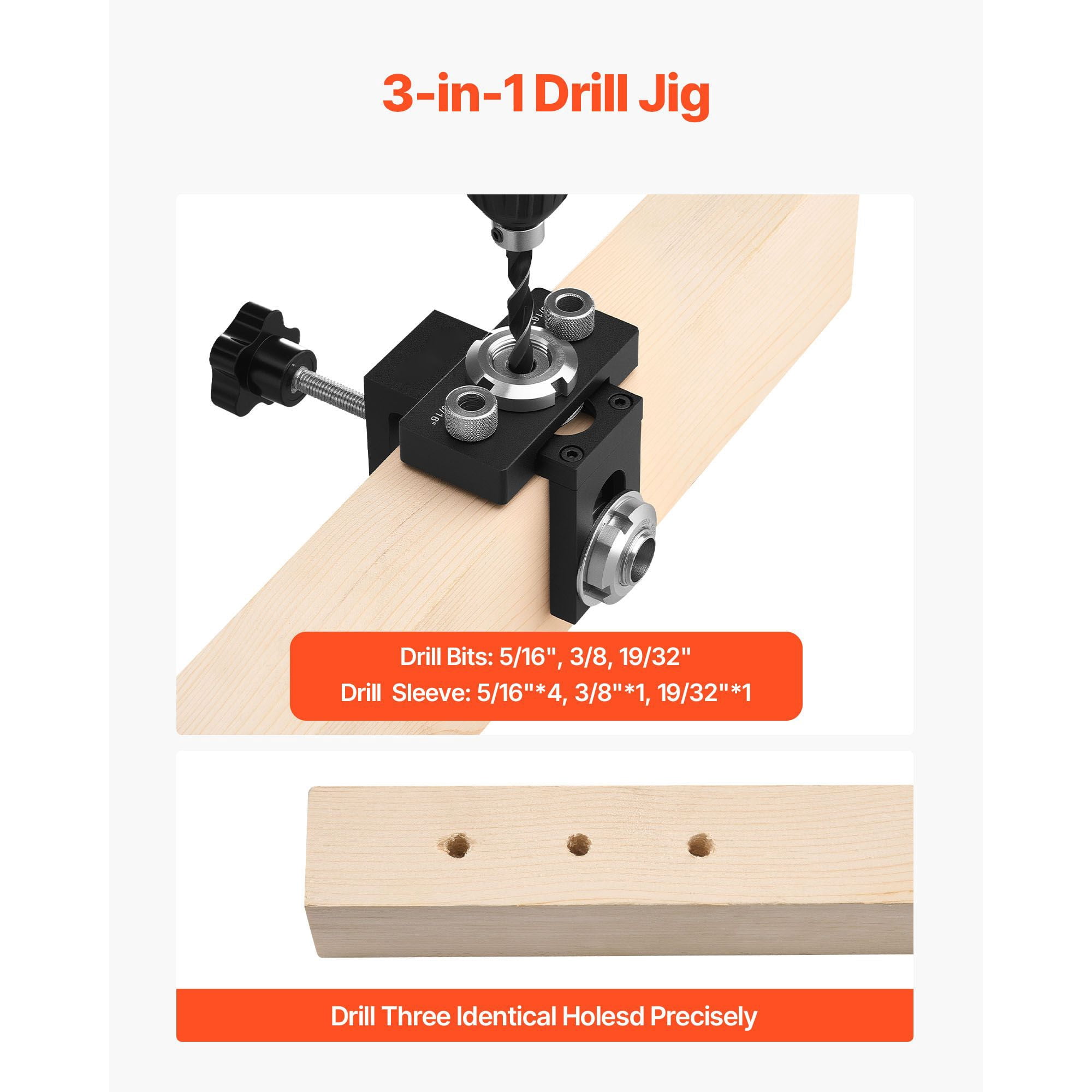 Self-Centering Doweling Jig Kit – Includes 3 Drill Bits & Depth Stops – Precision Woodworking Tool for Perfectly Aligned Holes (Ideal for Cabinets, Furniture & DIY Projects)