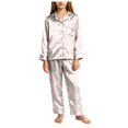 thumbnail image 3 of Gubotare Girls Christmas Pajamas in Satin with Button Down Front and Long Sleeve Holiday Loungewear Set Size 13-14,White, 3 of 7