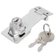 thumbnail image 1 of Cerradura de pestillo con llave de metal de 95mmx32mmx30mm, tono plateado, con fijación de tornillo y guardia de seguridad, 1 of 4