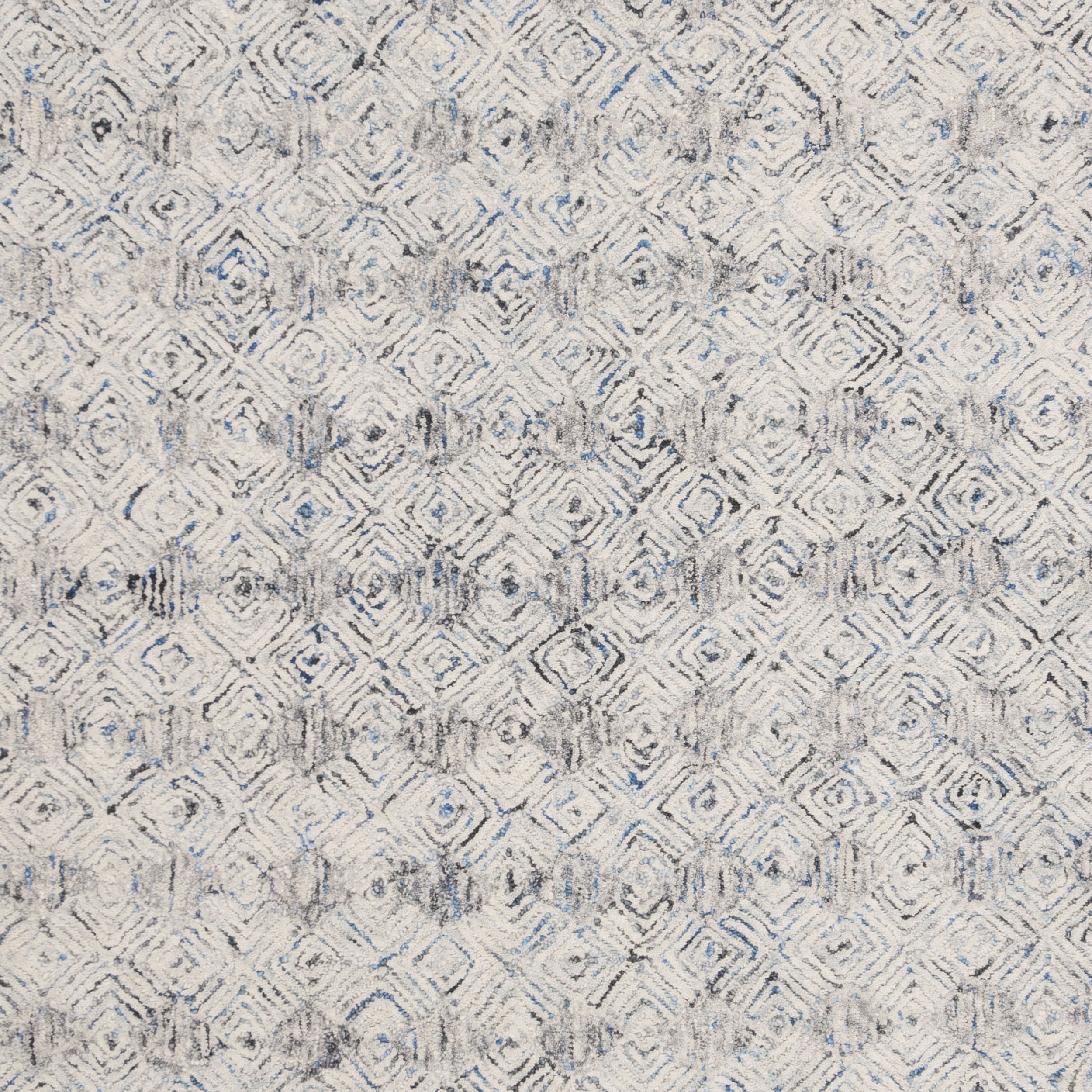 SAFAVIEH Renaissance Glanville Geometric Diamonds Wool Area Rug, Blue/Ivory, 4' x 6'