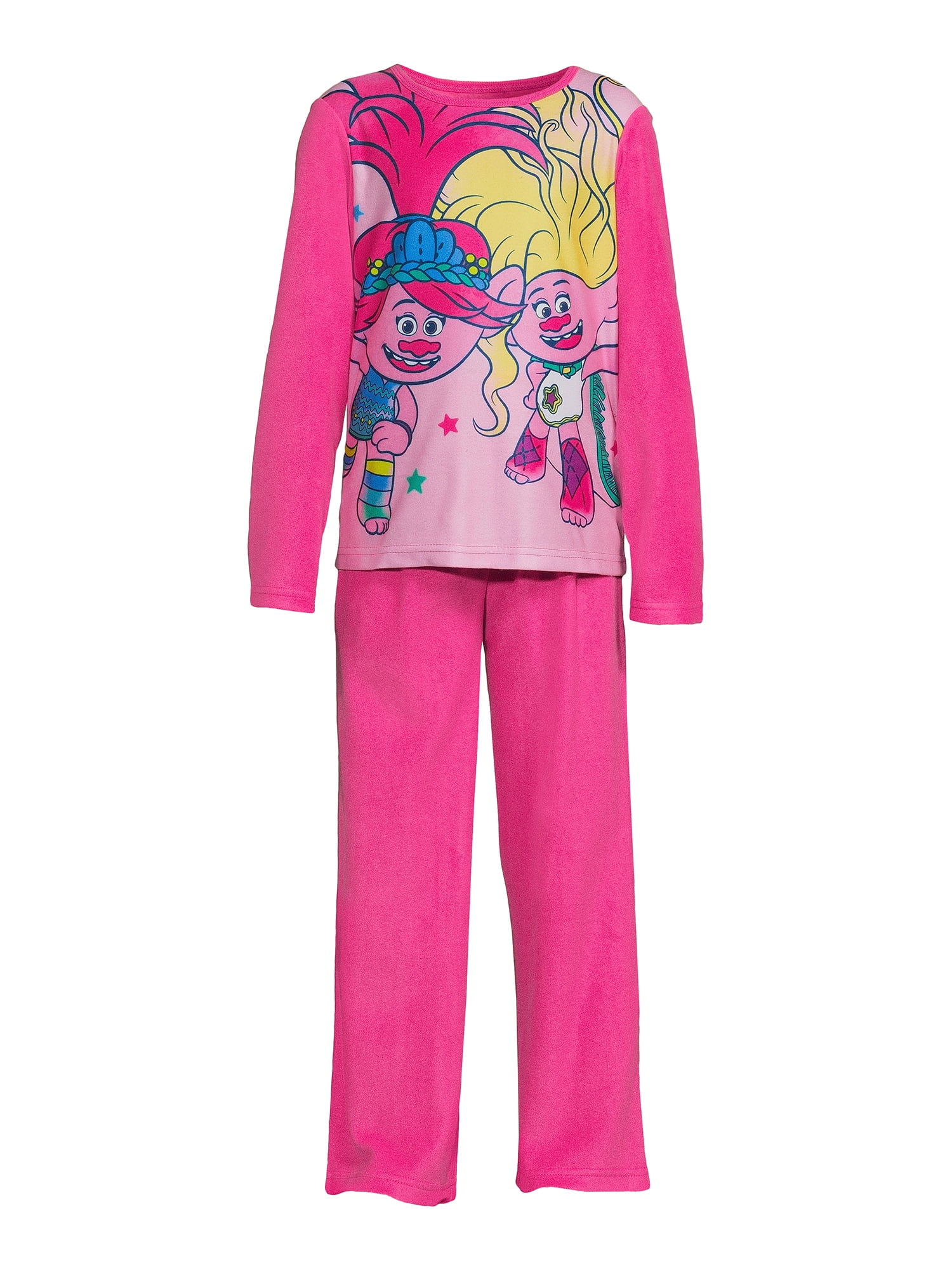 Girls Licensed Character Long Sleeve Top and Pants Sleep Set,  2-Piece, Sizes 4-12