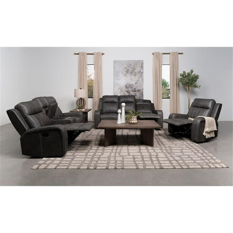 Coaster Raelynn Faux Leather Upholstered Motion Reclining Loveseat Gray