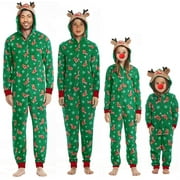 GRNSHTS Matching Family Christmas Pajamas Set Hoodie Pajamas Jumpsuit Romper Holiday Pjs One Piece Hooded Sleepwear