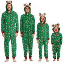 GRNSHTS Matching Family Christmas Pajamas Set Hoodie Pajamas Jumpsuit Romper Holiday Pjs One Piece Hooded Sleepwear