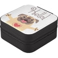 thumbnail image 6 of GZHJMY PU Leather Jewelry Box, Travel Portable Jewelry Case for Ring, Pendant, Earring, Bracelet Organizer Storage Holder Boxes, Sweet Pug Says Hello for Necklace Bracelet Earrings Rings, 6 of 7